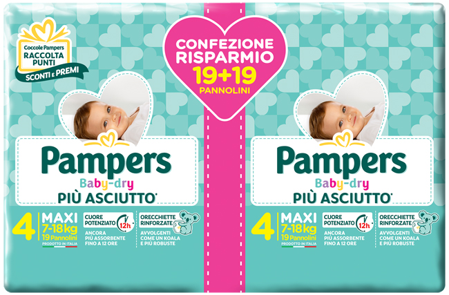 PAMPERS BABY-DRY DUO DWCT MAXI 38 PEZZI - Luckyfarma.it