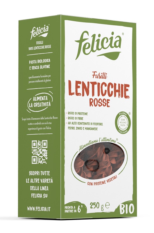 FELICIA BIO FUSILLI DI LENTICCHIE ROSSE 250 G - Luckyfarma.it