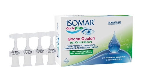 ISOMAR OCCHI PLUS GOCCE OCULARI PER OCCHI SECCHI ALL'ACIDO IALURONICO 0,25% 30 FLACONCINI MONODOSE - Luckyfarma.it
