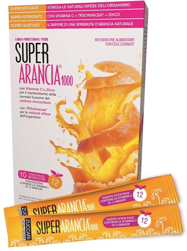 SUPER ARANCIA 1000 10 STICK PACK MONODOSE DA 3,7G INTEGRATORE ALIMENTARE CON EDULCORANTE - Luckyfarma.it