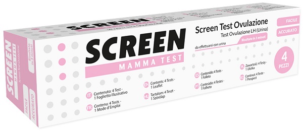 TEST RAPIDO CHE RILEVA TRAMITE URINA L'ORMONE LH INDIVIDUANDO IL PERIODO DI OVULAZIONE 4 PEZZI SCREEN MAMMA TEST OVULAZIONE - Luckyfarma.it