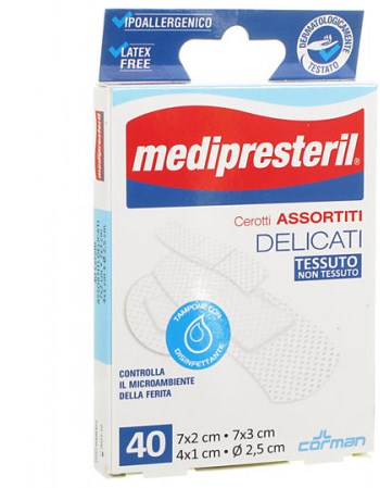 MEDIPRESTERIL CEROTTI DELICATI ASSORTITI 4 FORMATI 40 PEZZI - Luckyfarma.it