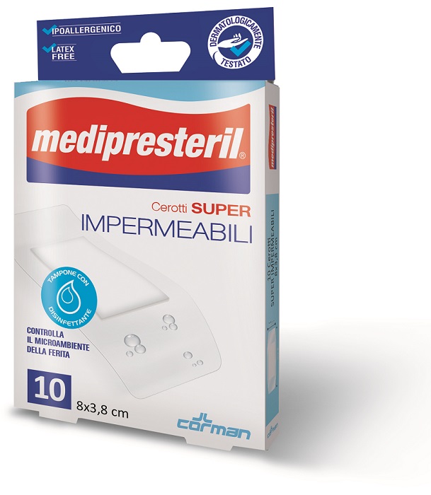 MEDIPRESTERIL CEROTTI IMPERMIABILI SUPER 8 X 3,8 10 PEZZI - Luckyfarma.it