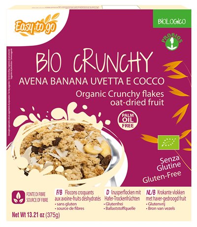 EASY TO GO BIO CRUNCHY AVENA BANANA UVETTA E COCCO 375 G - Luckyfarma.it