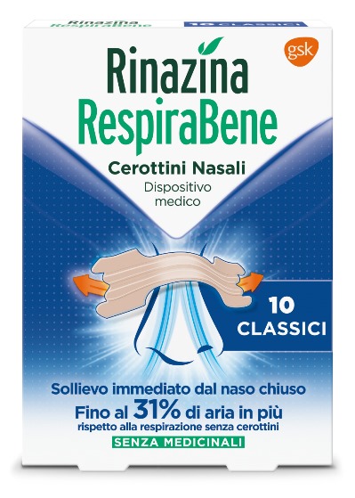 RINAZINA RESPIRABENE CEROTTI NASALI CLASSICI CARTON 10 PEZZI - Luckyfarma.it