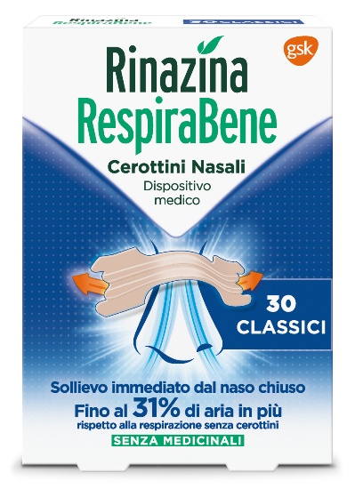 RINAZINA RESPIRABENE CEROTTI NASALI CLASSICI CARTON 30 PEZZI - Luckyfarma.it