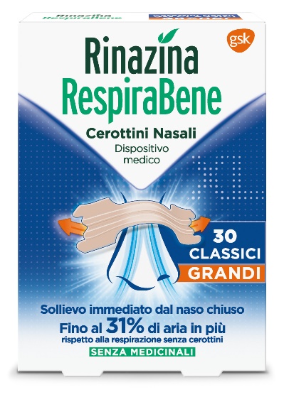 RINAZINA RESPIRABENE CEROTTI NASALI CLASSICI GRANDI CARTON 30 PEZZI - Luckyfarma.it