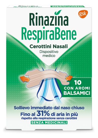 RINAZINA RESPIRABENE CEROTTI NASALI CON AROMI BALSAMICI CARTON 10 PEZZI - Luckyfarma.it