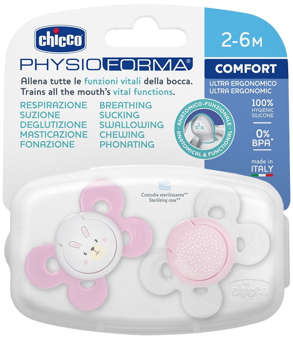 CHICCO SUCCHIETTO COMFORT GIRL SILICONE 0-6 MESI 2 PEZZI - Luckyfarma.it