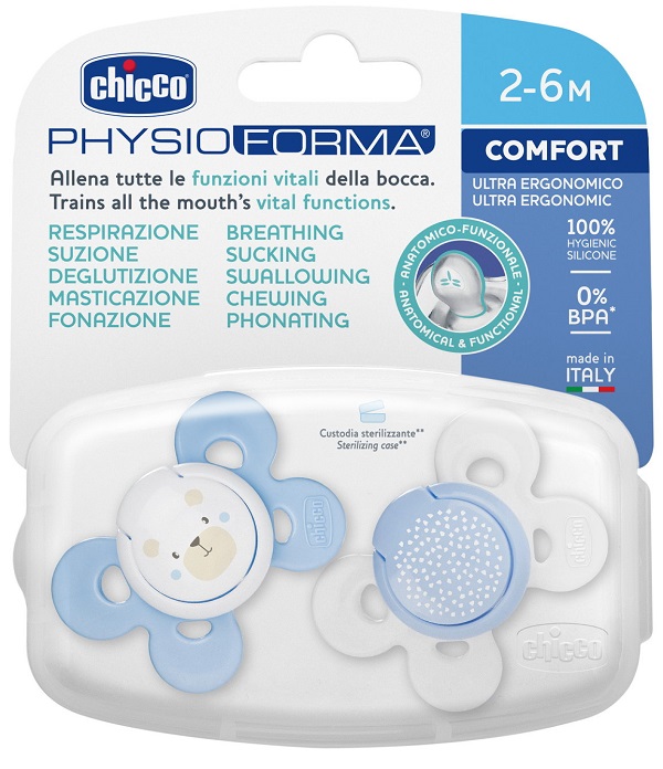 CHICCO SUCCHIETTO COMFORT BOY SILICONE 0-6 MESI 2 PEZZI - Luckyfarma.it