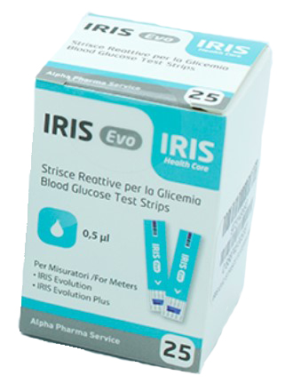 STRISCE MISURAZIONE GLICEMIA IRIS EVO 25 PEZZI - Luckyfarma.it