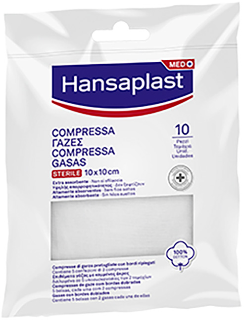 HANSAPLAST GARZA COMPRESSA 10 X 10 CM 10 PEZZI - Luckyfarma.it