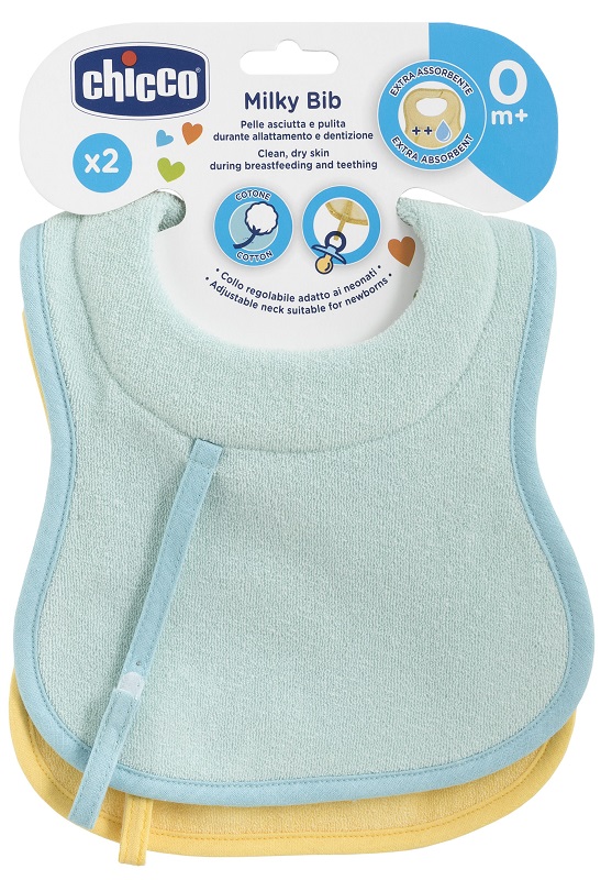 CHICCO BAVAGLINE 0M+ 2PZ AZZURRO - Luckyfarma.it
