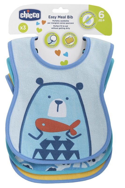 CHICCO BAVAGLINO PAPPA 6M 3 PEZZI BOY - Luckyfarma.it