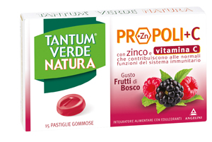 TANTUM VERDE NATURA PROPOLI+C CON ZINCO E VITAMINA C 15 PASTIGLIE GOMMOSE GUSTO FRUTTI DI BOSCO - Luckyfarma.it