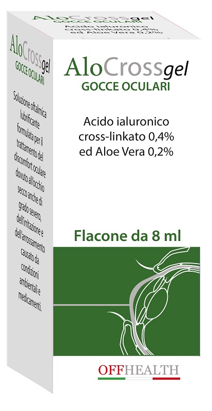SOLUZIONE OFTALMICA LUBRIFICANTE ALOCROSS ACIDO IALURONICO SALE SODICO CROSS LINKATO 0,20% ED ALOE VERA 1 FLACONE 8 ML - Luckyfarma.it