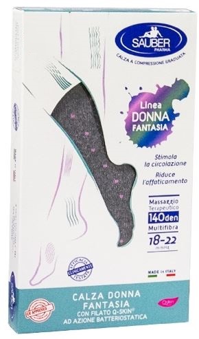 SAUBER CALZA DONNA FANTASIA FILATO Q-SKIN 140 DEN GRIGIO POIS ROSA TAGLIA M - Luckyfarma.it