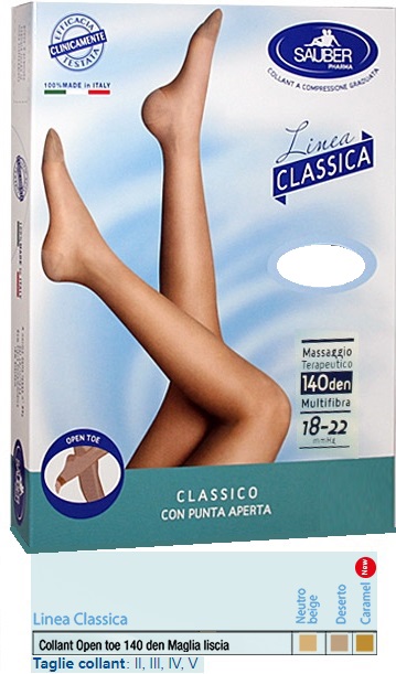SAUBER COLLANT OPEN TOE MAGLIA LISCIA 140 DEN COLORE CARAMEL TAGLIA 3 LINEA CLASSICA - Luckyfarma.it