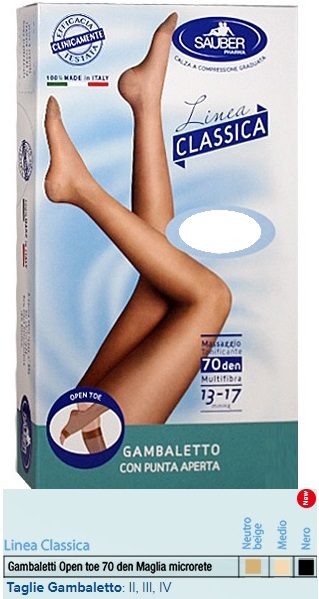 SAUBER GAMBALETTO OPEN TOE MAGLIA MICRORETE 70 DEN COLORE NERO TAGLIA 3 LINEA CLASSICA - Luckyfarma.it
