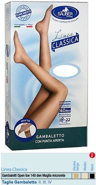 SAUBER GAMBALETTO OPEN TOE MAGLIA MICRORETE 140 DEN COLORE NERO TAGLIA 4 LINEA CLASSICA - Luckyfarma.it