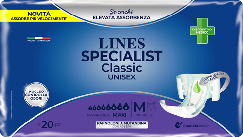 PANNOLONE MUTANDA LINES SPECIALIST CLASSIC MM MAXI 20 PEZZI - Luckyfarma.it