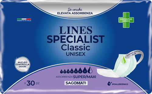PANNOLONE SAGOMATO LINES SPECIALIST CLASSIC MAXI 30 PEZZI - Luckyfarma.it