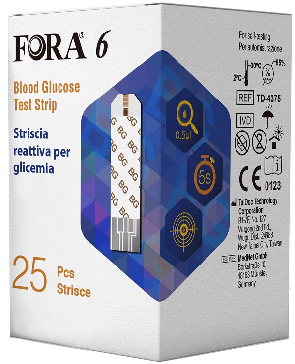 STRISCE MISURAZIONE GLICEMIA FORA 6 CONNECT BOX DA 25 PEZZI - Luckyfarma.it