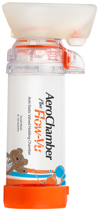 CAMERA DISTANZIATRICE ANTISTATICA AEROCHAMBER PLUS FLOWVU MASCHERA PEDIATRICA SMALL 0-18 MESI ARANCIONE - Luckyfarma.it