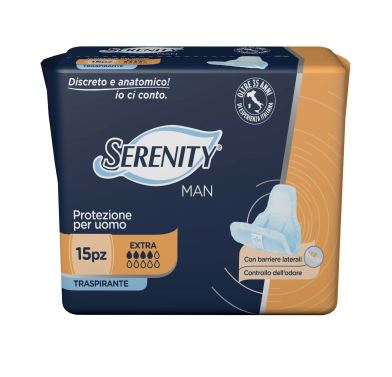 PANNOLINO SERENITY LIGHT MAN EXTRA CON ADESIVO O ALTRO FISSAGGIO 15 PEZZI - Luckyfarma.it