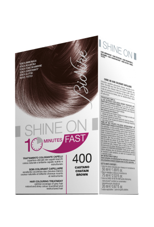 BIONIKE SHINE ON FAST TRATTAMENTO COLORANTE CAPELLI CASTANO 400 60 ML + TUBO 60 ML - Luckyfarma.it