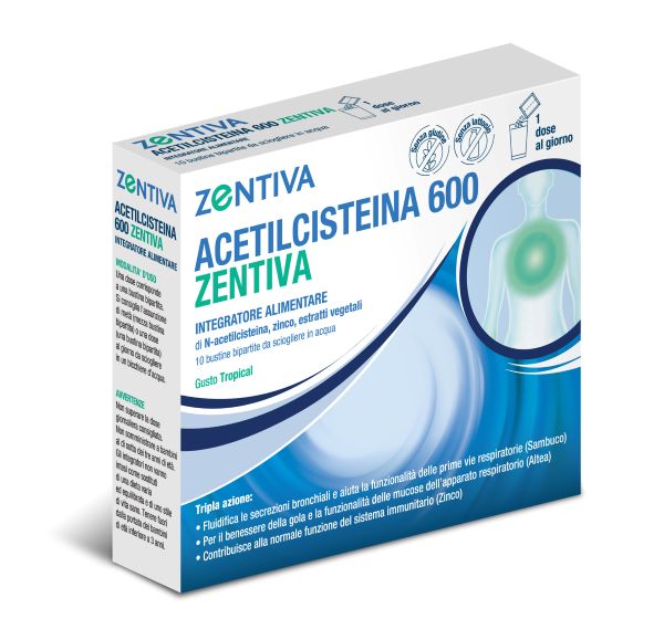 ACETILCISTEINA 600 ZENTIVA 10 BUSTINE BIPARTITE GUSTO TROPICAL - Luckyfarma.it