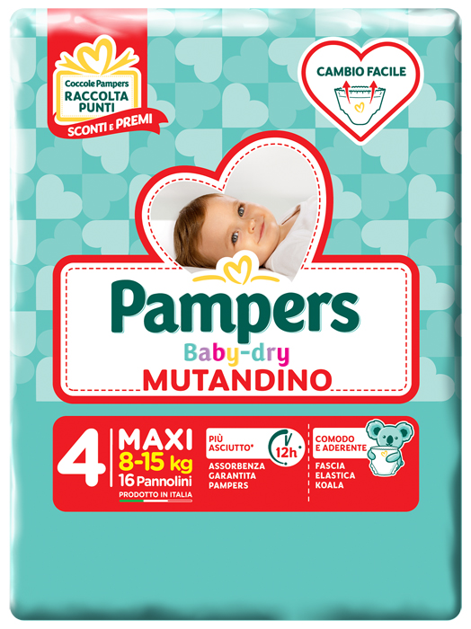 PAMPERS BABY DRY MUTANDINO SM TAGLIA 4 MAXI SMALL PACK 16 PEZZI - Luckyfarma.it