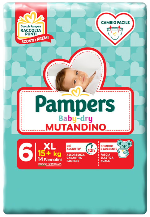 PAMPERS BABY DRY MUTANDINO SM TAGLIA 6 EXTRALARGE SMALL PACK 14 PEZZI - Luckyfarma.it