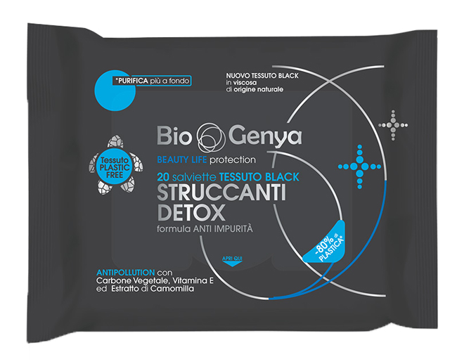 BIOGENYA BEAUTY LIFE PROTECTION 20 SALVIETTE TESSUTO BLACK STRUCCANTI DETOX - Luckyfarma.it