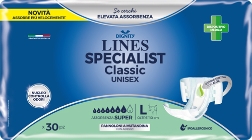 PANNOLONE MUTANDINA LINES SPECIALIST CLASSIC SUPER ULTRA MG 30 PEZZI - Luckyfarma.it