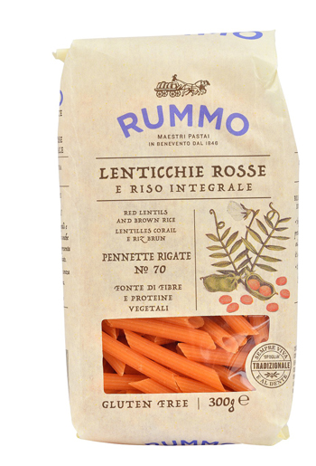 RUMMO PENNETTE RIGATE N 70 LENTICCHIE ROSSE E RISO INTEGRALE 300 G - Luckyfarma.it