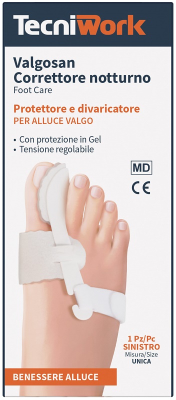CORRETTORE NOTTURNO PER ALLUCE VALGO SINISTRO MISURA UNICA VALGOSAN 1 PEZZO - Luckyfarma.it