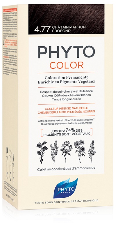 PHYTOCOLOR 4,77 CASTANO MARRONE INTENSO LATTE + CREMA + MASCHERA + 1 PAIO DI GUANTI - Luckyfarma.it
