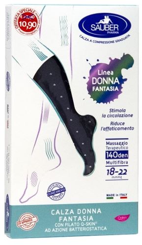 SAUBER CALZA DONNA FANTASIA FILATO Q-SKIN 140 DEN JEANS POIS BIANCHI TAGLIA M PROMO - Luckyfarma.it