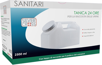 CONTENITORE PER URINA STERILE SILVER CROSS 24 ORE CAPIENZA 2500 ML - Luckyfarma.it