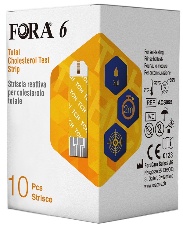STRISCE REATTIVE FORA 6 PER LA RILEVAZIONE DEL COLESTEROLO 10 10 PEZZI - Luckyfarma.it