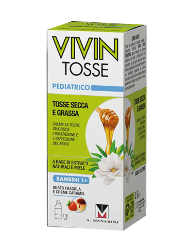 VIVIN TOSSE PEDIATRICO SCIROPPO PER TOSSE SECCA E GRASSA GUSTO FRAGOLA E CREME CARAMEL 150 ML - Luckyfarma.it