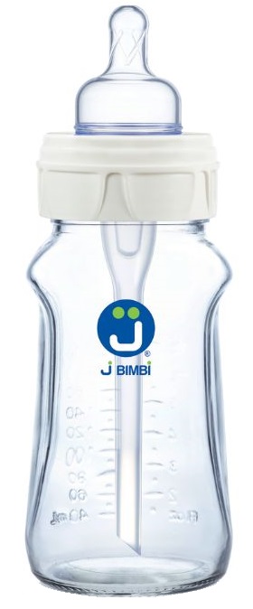 J BIMBI B FREE SUPER GLASS 260 ML BIBERON IN VETRO CON CANULA ANTICOLICHE E TETTARELLA IN SILICONE - Luckyfarma.it