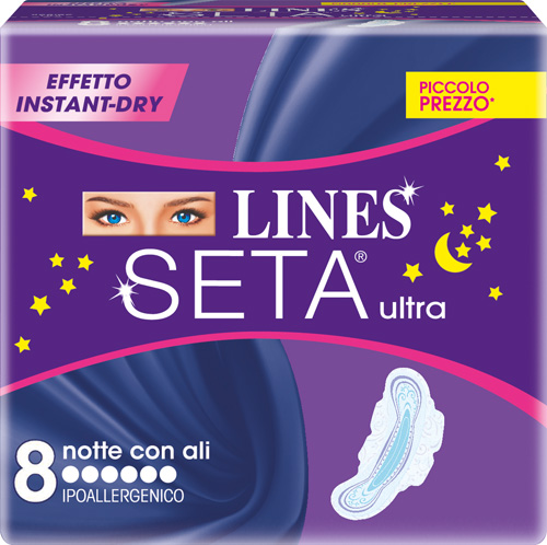 LINES SETA ULTRA ASSORBENTI DA NOTTE 8 PEZZI - Luckyfarma.it