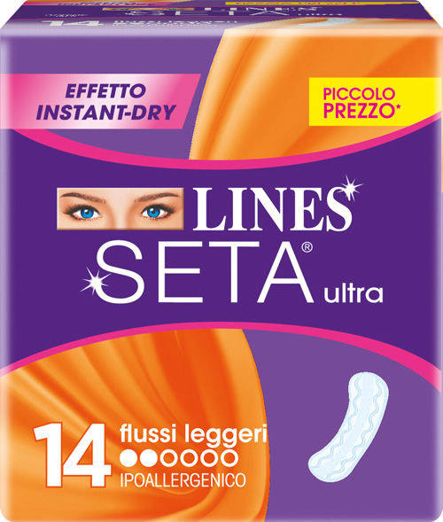 LINES SETA ULTRA ASSORBENTI PER FLUSSI LEGGERI 14 PEZZI - Luckyfarma.it