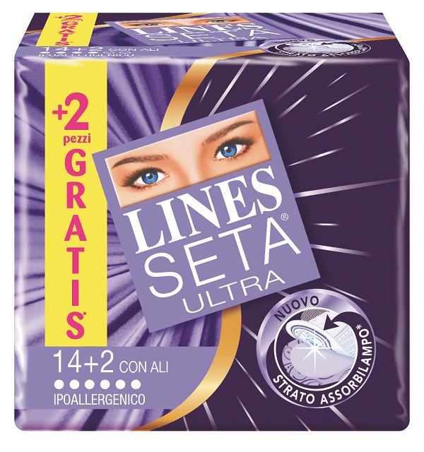 ASSORBENTE LINES SETA ULTRA CON ALI 16 PEZZI - Luckyfarma.it
