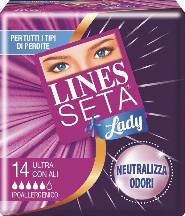 ASSORBENTE LINES SETA ULTRA LADY CON ALI 14 PEZZI - Luckyfarma.it