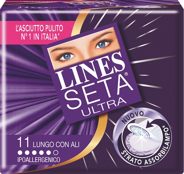 ASSORBENTE LINES SETA ULTRA LUNGO CON ALI 11 PEZZI - Luckyfarma.it
