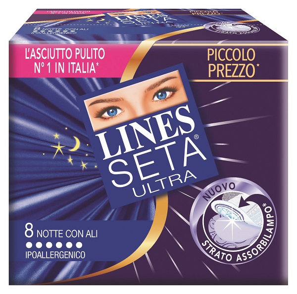 LINES SETA ULTRA ASSORBENTI CON ALI NOTTE 10 PEZZI - Luckyfarma.it