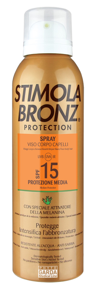 STIMOLABRONZ PROTECTION SPF15 SPRAY VISO CORPO E CAPELLI 150 ML - Luckyfarma.it
